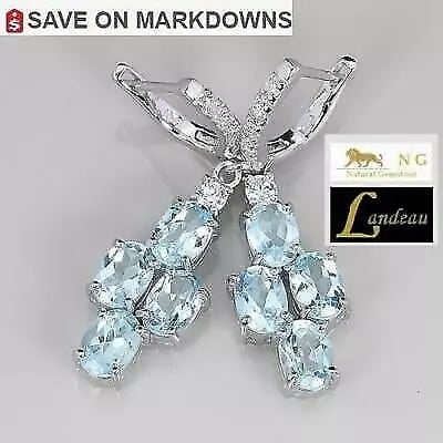 10.8 ct natural gems sky blue topaz gold on sterling silver earrings