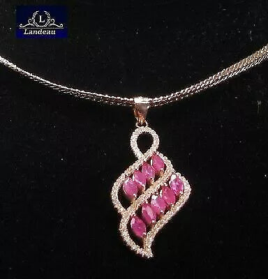 4 ct natural gems pink ruby pendant silver necklace rose gold