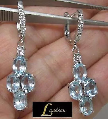 10.8 ct natural gems sky blue topaz gold on sterling silver earrings