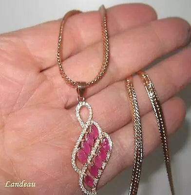 4 ct natural gems pink ruby pendant silver necklace rose gold