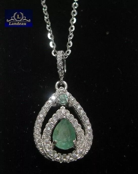1.8 ct natural gems emerald gold on sterling silver pendant & necklace