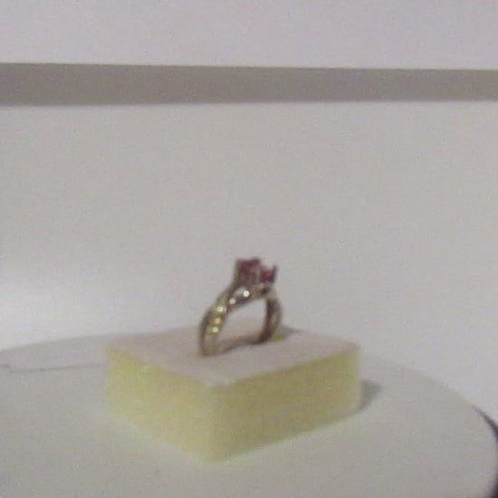 1.4 ct natural gems pink tourmaline - sapphire accents s. silver ring