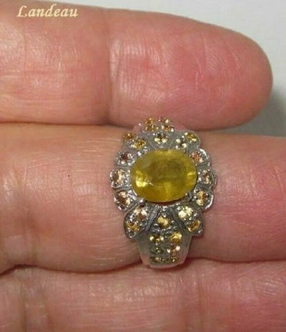 4.8 ct natural gems yellow sapphire multi stones gold on s. silver (7.25) 