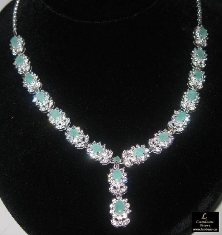 22.8 ct natural gems gorgeous emerald gemstone sterling silver necklace 