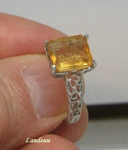 4.2 ct natural gem royal imperial topaz s silver ring (6.5)
