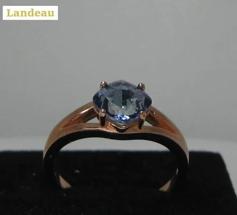 2.8 ct natural gems blue violet tanzanite cushion cut gold on silver ring (7.5)