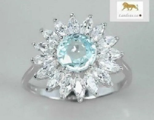 2.16 ct natural gems zircon gold on sterling silver ring (6.5)