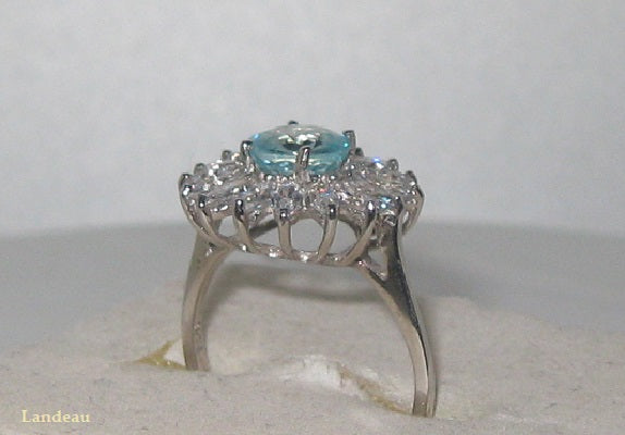 2.16 ct natural gems zircon gold on sterling silver ring (6.5)v