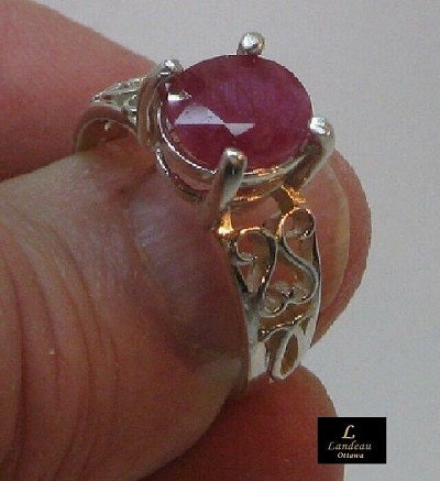 3.30 ct natural gem ruby sterling silver ring (9.5)