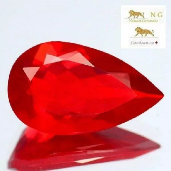 1.40 ct natural gem mexican red fire opal sterling silver ring (6.5)