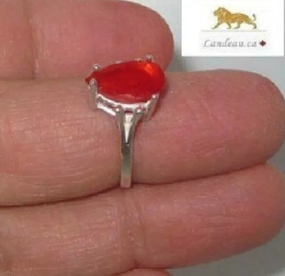 1.40 ct natural gem mexican red fire opal sterling silver ring (6.5)
