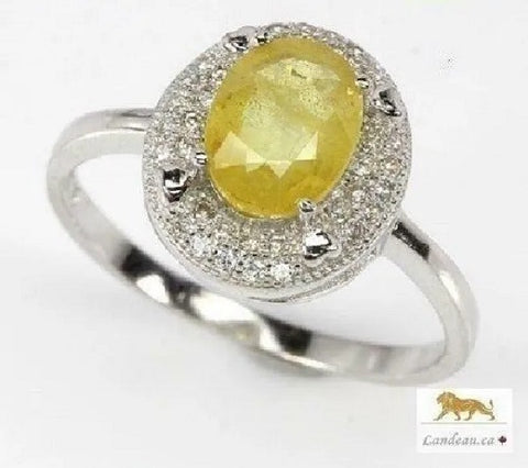 3.4 ct natural gem yellow sapphire gold on s. silver ring (7.25) 