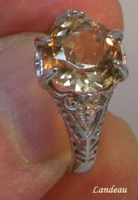 3.69 ct natural gem whisky topaz gold on sterling silver ring Adjustable