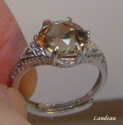 3.69 ct natural gem whisky topaz gold on sterling silver ring Adjustable