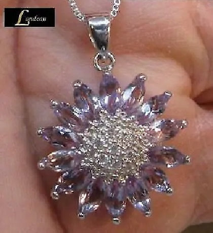 4.7 ct natural gems amethyst gold on sterling silver pendant