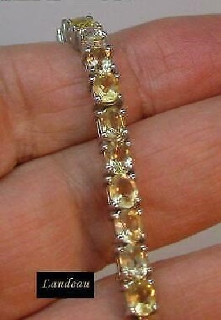 7.8 ct natural gems oval citrine gold on sterling silver bracelet ( 29 Gems )