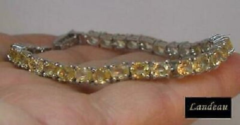 7.8 ct natural gems oval citrine gold on sterling silver bracelet ( 29 Gems )