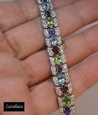 21 ct natural gems ruby topaz peridot amethyst bracelet g on s. silver