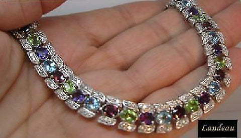 21 ct natural gems ruby topaz peridot amethyst bracelet g on s. silver v