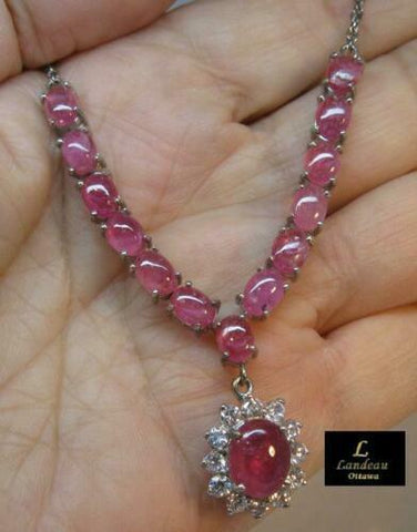 9 ct natural gems Pink Ruby S.Silver Necklace