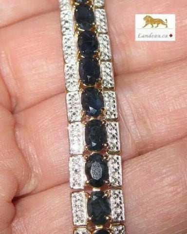 deep blue sapphire peach diamond y. g. on s silver bracelet