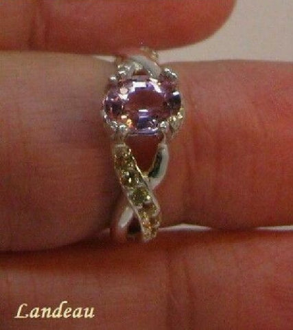 1.4 ct natural gems pink tourmaline - sapphire accents s. silver ring (6.75)v