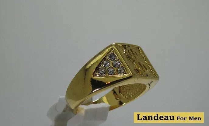 men's gold dollar success ring cz topaz gold on stainless steel