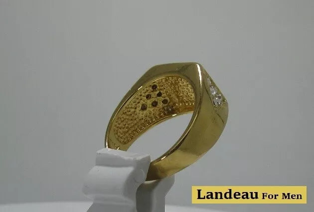 men's gold dollar success ring cz topaz gold on stainless steel