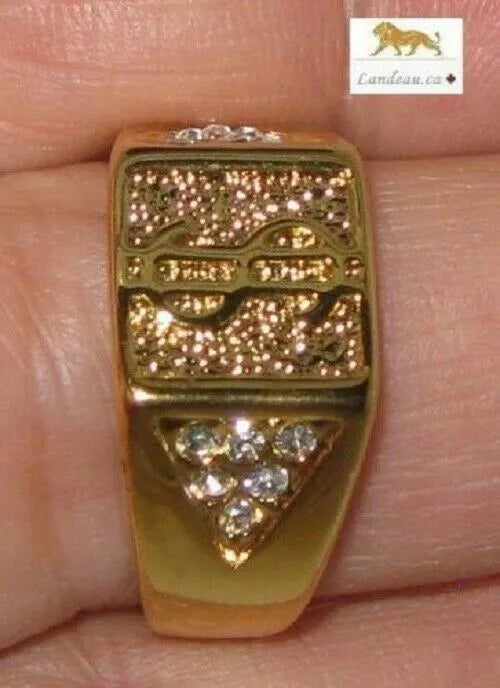 men's gold dollar success ring cz topaz gold on stainless steel