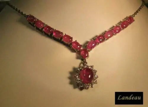 9 ct natural gems Pink Ruby S.Silver Necklace v