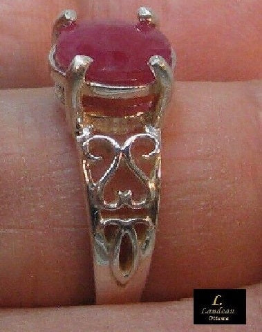 3.30 ct natural gem ruby sterling silver ring (9.5)