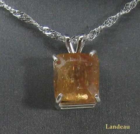 Rare 1.40 ct natural gem Reddish Royal Imperial Topaz Silver Pendant