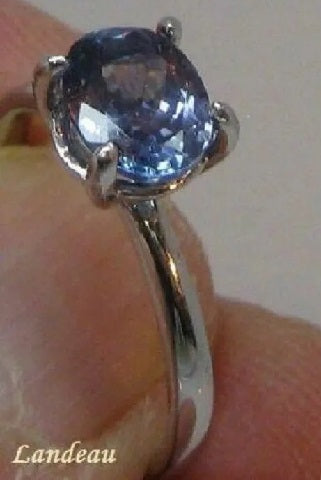 1.59 ct natural gem oval blue violet tanzanite s. silver ring (6.5)v
